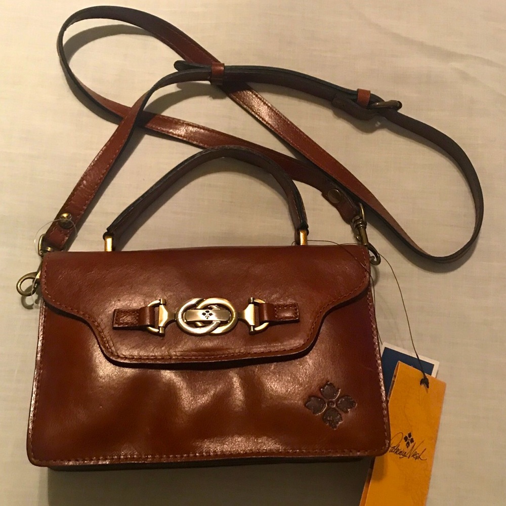 New W/ Tags Patricia Bash Porcili Top Handle Handbag Cognac